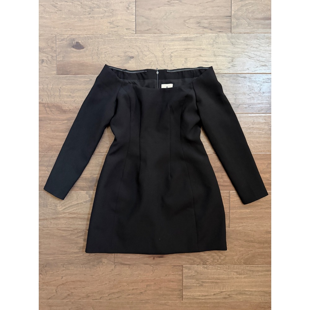 Tuckernuck Womens Black Off The Shoulder Long Sleeve Mini Dress Size 10 Pockets